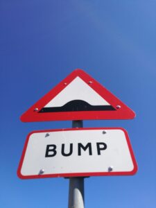 Bump on the road sign when piano moving